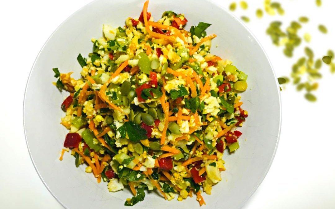 Cauliflower Rice Salad with Turmeric Vinaigrette Dressing
