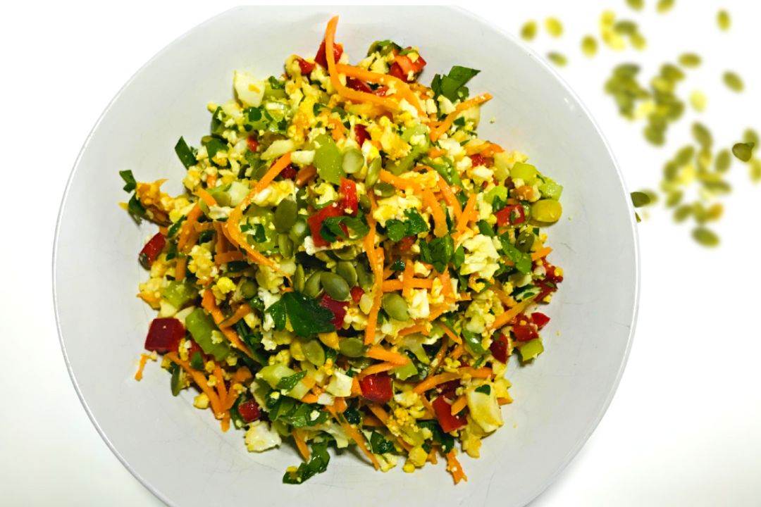 Cauliflower Rice Salad with Turmeric Vinaigrette Dressing