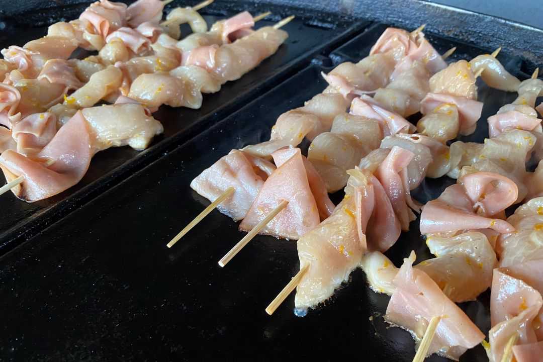 Cooking Honey Orange Chicken and Ham Kebabs (1)