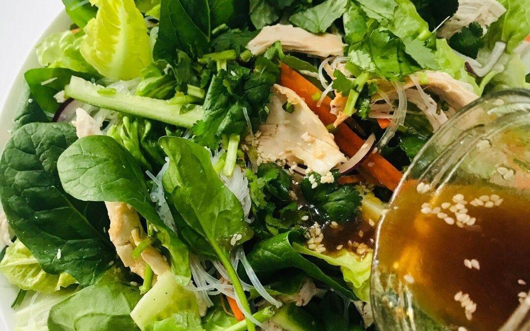 Crunchy Chicken Vermicelli Salad with Asian Sesame Dressing