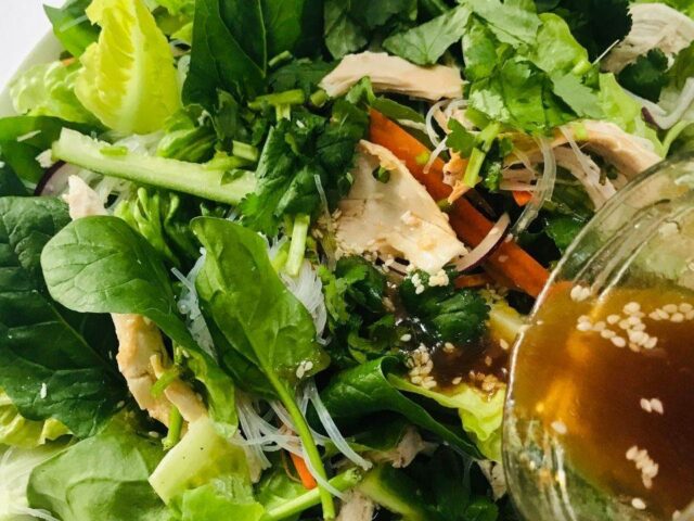 Crunchy Chicken Vermicelli Salad with Asian Sesame Dressing
