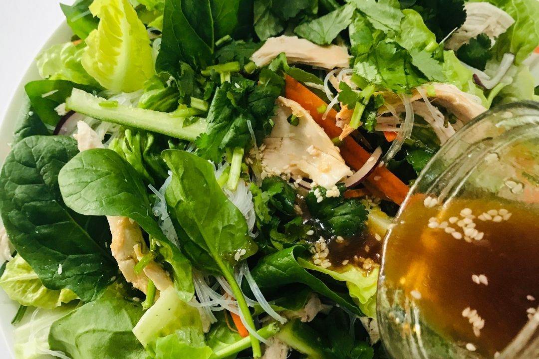 Crunchy Chicken Vermicelli Salad with Asian Sesame Dressing