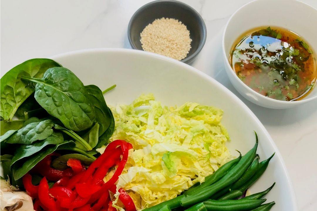 Crunchy Salad with Thai sesame dressing