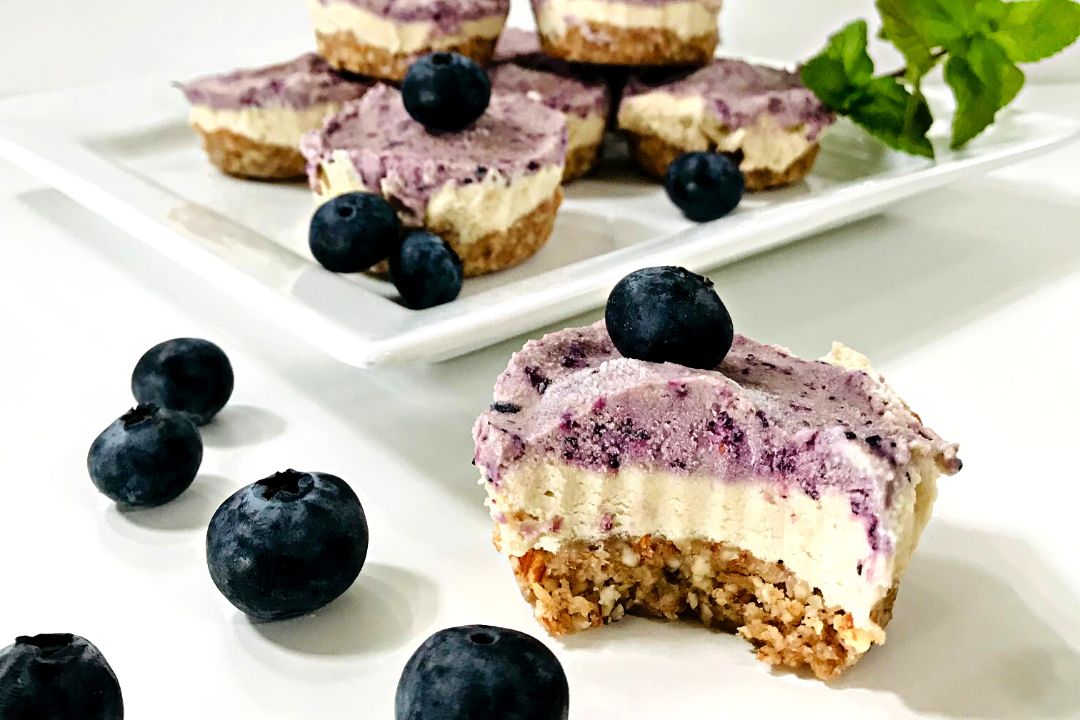 Easy Dairy Free Mini Blueberry Cheesecakes