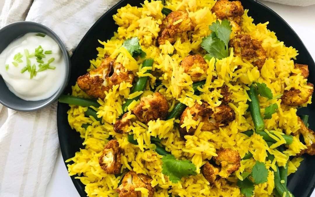 Easy Roasted Cauliflower Biryani with Green Beans