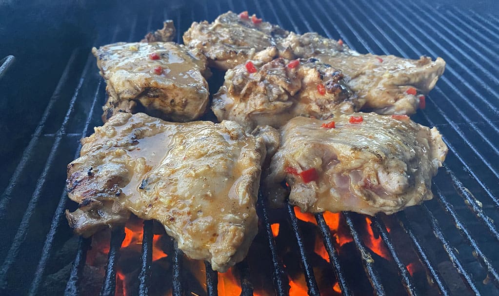 grilling the chicken thigh fillets