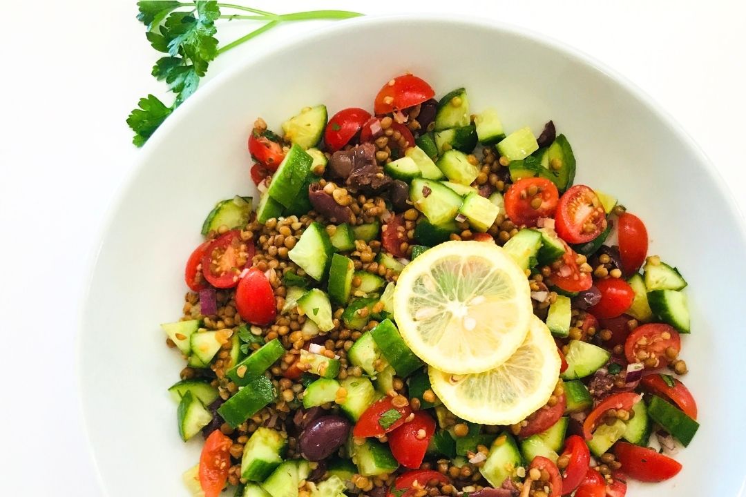 Healthy Mediterranean Lentil Salad with Lemon Vinaigrette 6