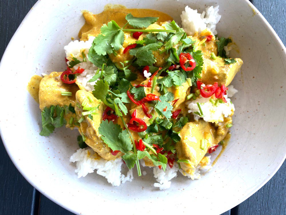 Easy coconut butter chicken on a plate