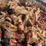 pulled pork in a foil tray