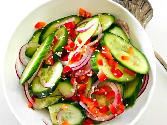 Quick Cucumber Salad with Asian Dressing
