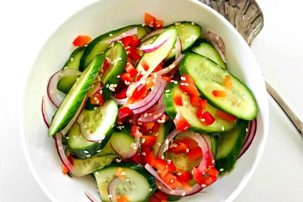 Quick Cucumber Salad with Asian Dressing Lifestyle Changes One Bite