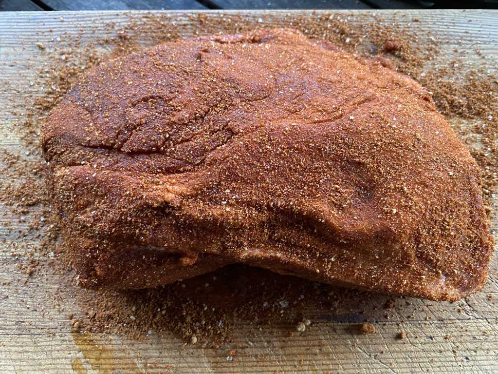 pulled pork scotch with rub applied