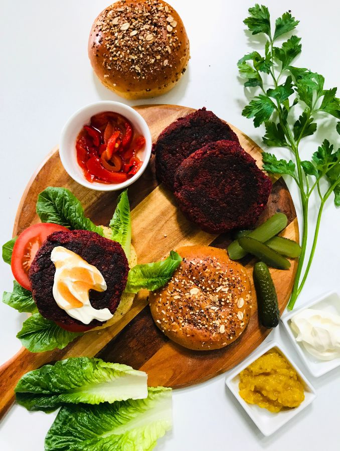 how to assemble beetroot patties