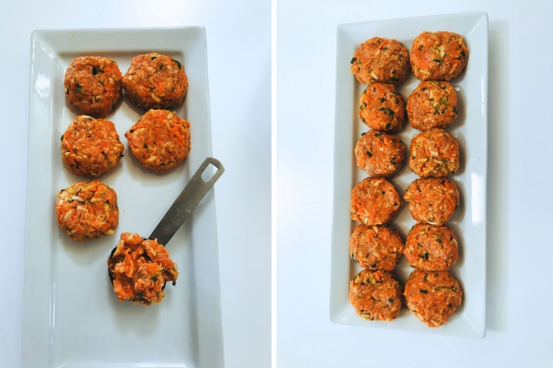 how to form patties for Asian Pork rissoles with ginger garlic and soy