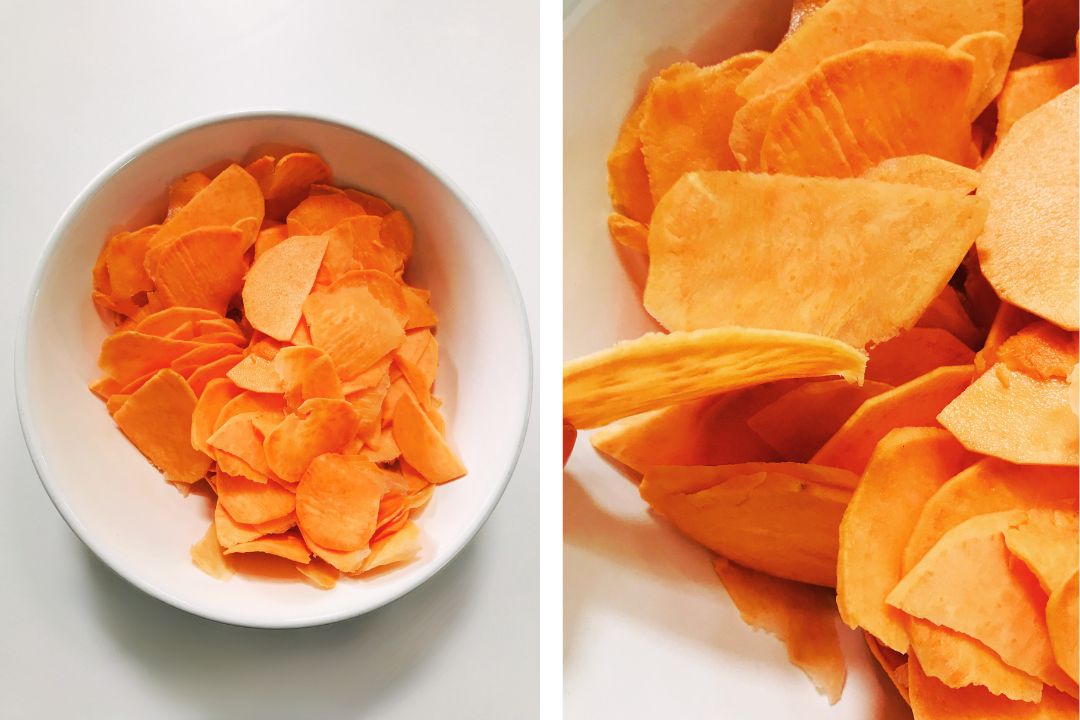 how to make cut Parmesan Sweet Potato Chips