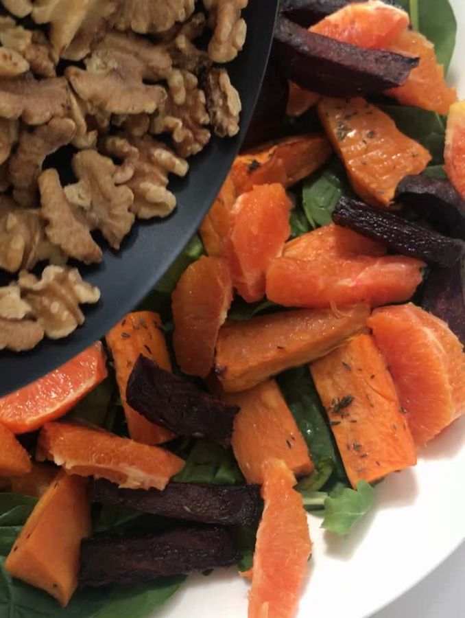 Roasted Beetroot and Sweet Potato Salad with Orange Vinaigrette 4