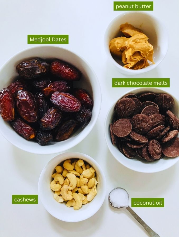 ingredients for chocolate date bark