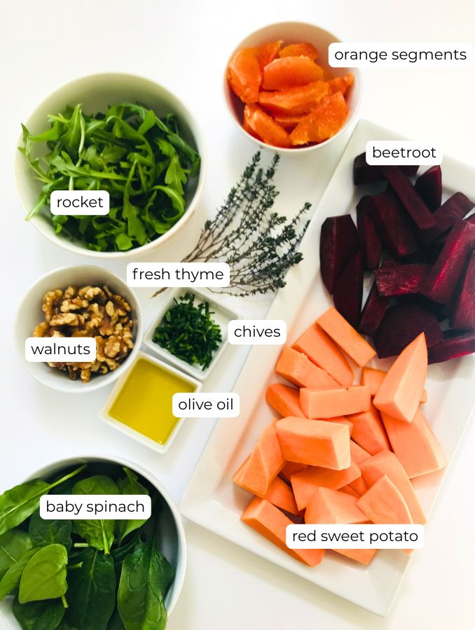 Roasted Beetroot and Sweet Potato Salad with Orange Vinaigrette 1