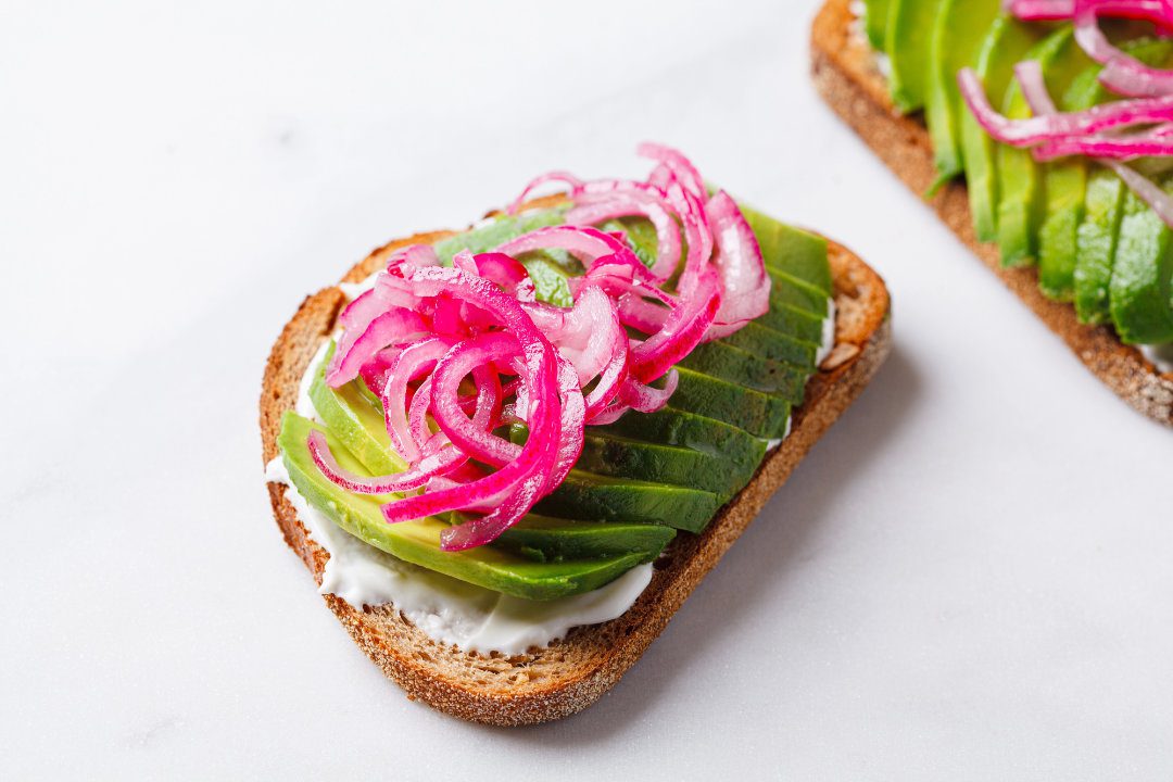 pickled onions on avocado toast