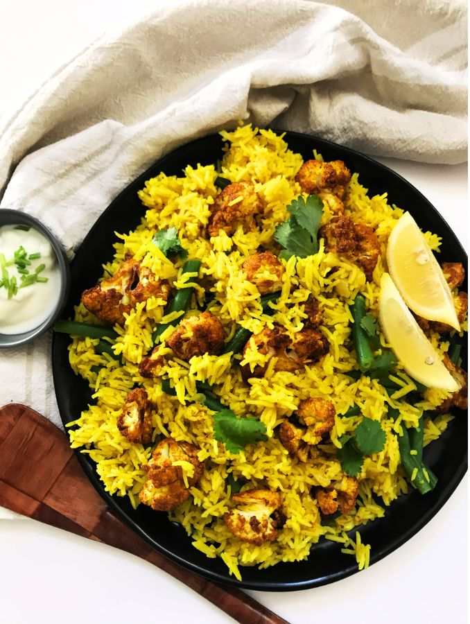 Easy Roasted Cauliflower Biryani with Green Beans 17