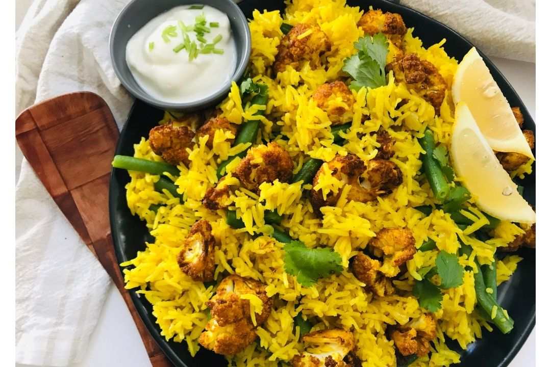Easy Roasted Cauliflower Biryani with Green Beans 22